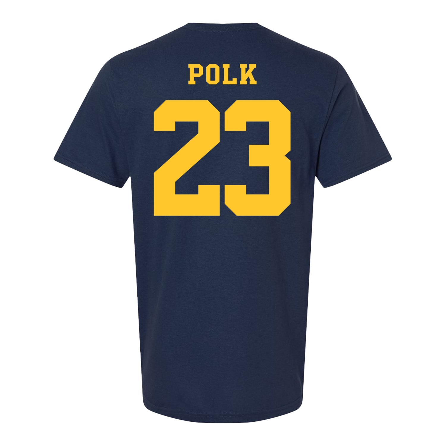 Michigan Wolverines Women's Lacrosse Student Athlete #23 Haley Polk T-Shirt In Navy - Back View
