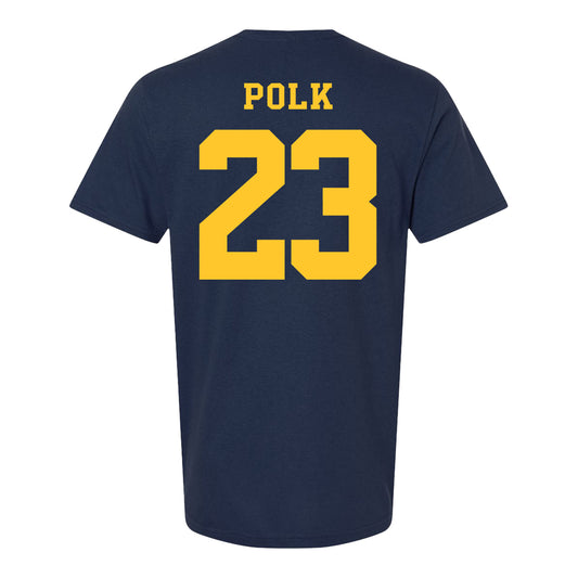 Michigan Wolverines Women's Lacrosse Student Athlete #23 Haley Polk T-Shirt In Navy - Back View