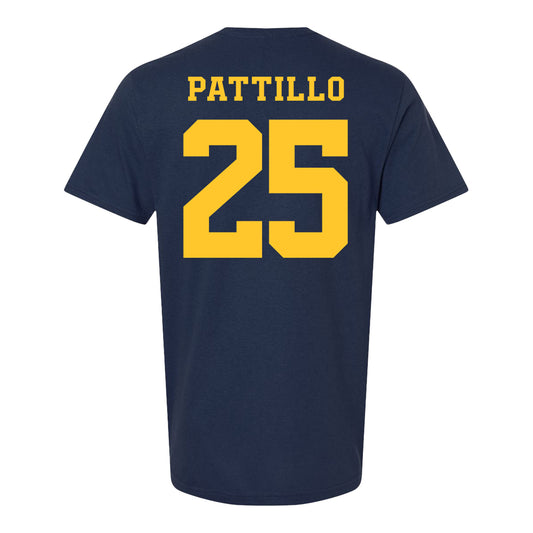 Michigan Wolverines Women's Lacrosse Student Athlete #25 Emerson Patillo T-Shirt In Navy - Back View