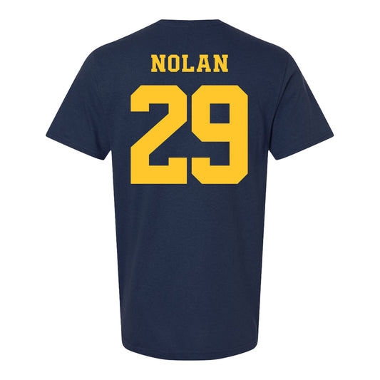 Michigan Wolverines Women's Lacrosse Student Athlete #29 Stella Nolan T-Shirt In Navy - Back View