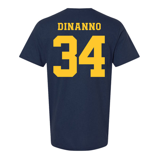 Michigan Wolverines Women's Lacrosse Student Athlete #34 Isabel DiNanno T-Shirt In Navy - Back View