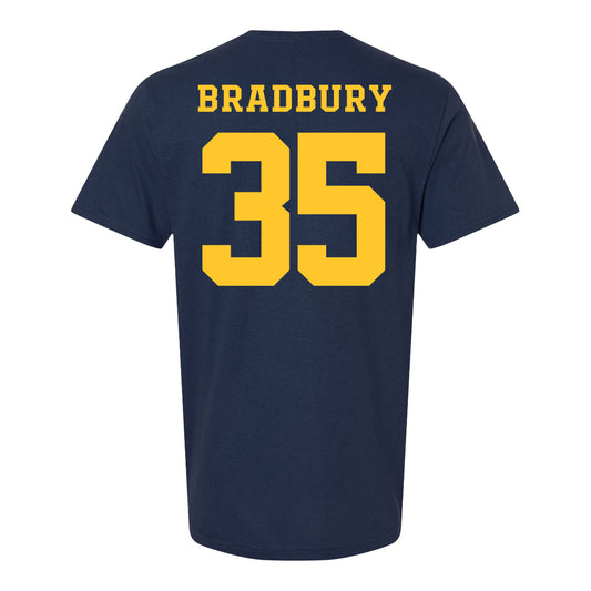 Michigan Wolverines Women's Lacrosse Student Athlete #35 Emma Bradbury T-Shirt In Navy - Back View