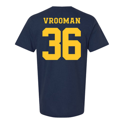 Michigan Wolverines Women's Lacrosse Student Athlete #36 Brinley Vrooman T-Shirt In Navy - Back View