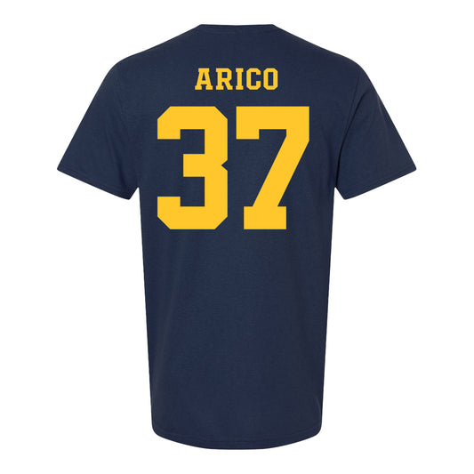 Michigan Wolverines Women's Lacrosse Student Athlete #37 Emma Arico T-Shirt In Navy - Back View