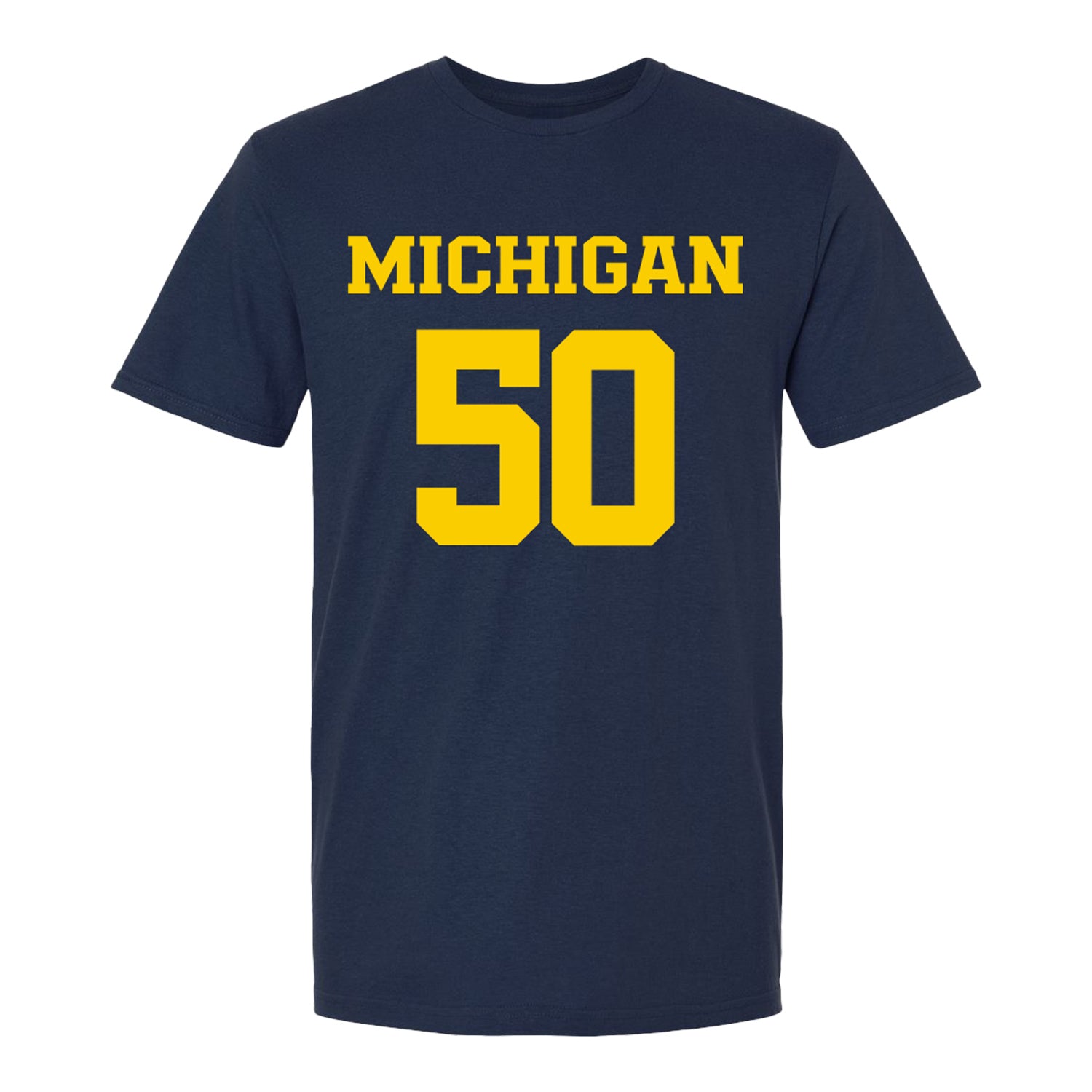 Michigan Wolverines Women's Lacrosse Student Athlete #50 Erin O'Grady T-Shirt In Navy - Front View