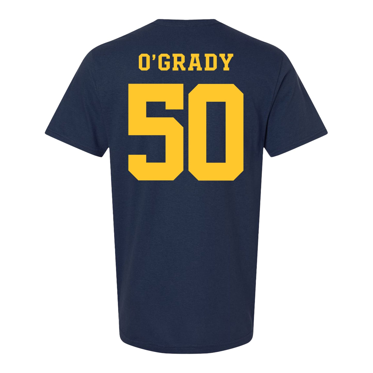Michigan Wolverines Women's Lacrosse Student Athlete #50 Erin O'Grady T-Shirt In Navy - Back View
