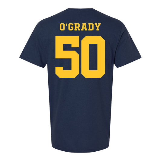 Michigan Wolverines Women's Lacrosse Student Athlete #50 Erin O'Grady T-Shirt In Navy - Back View
