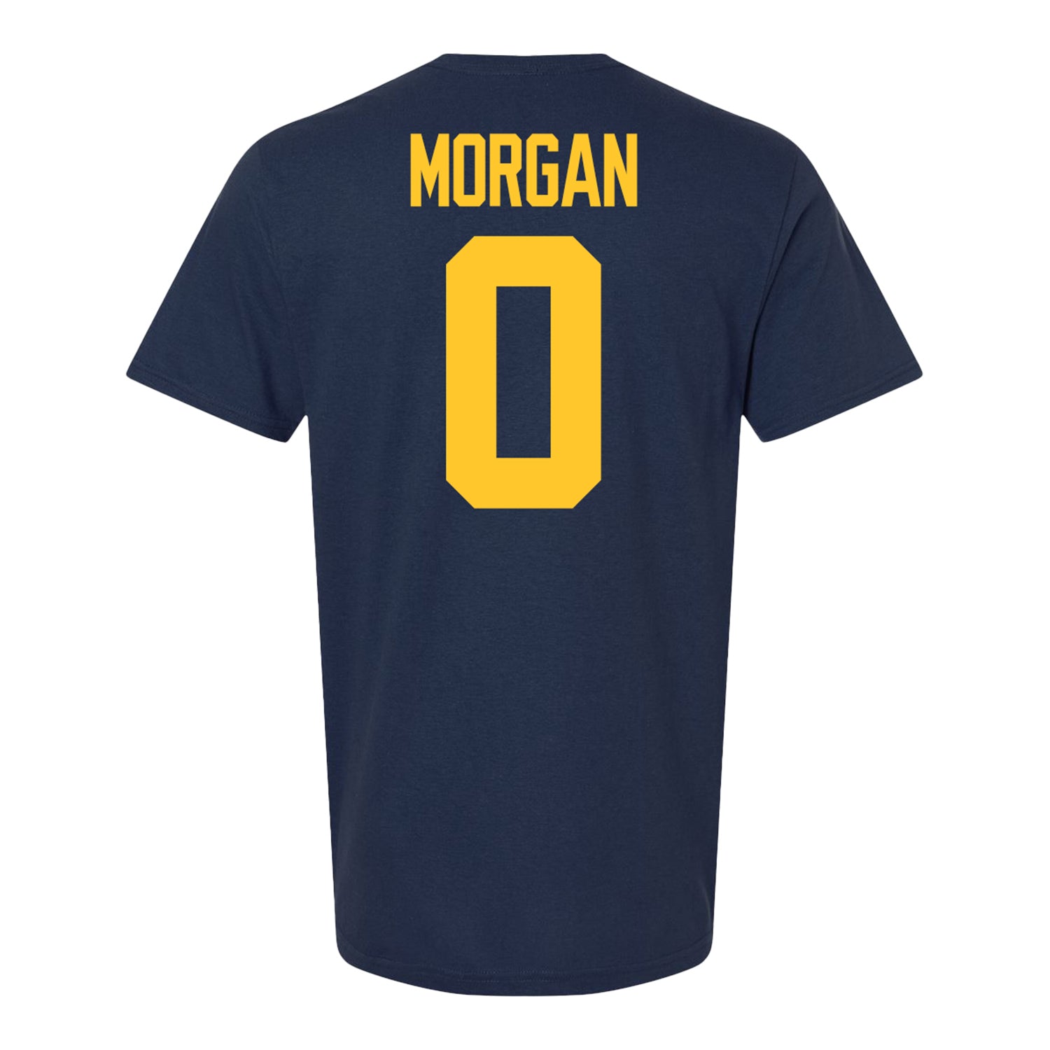 Michigan Wolverines #0 Semaj Morgan Student Athlete Blue Football T-Shirt - Back View