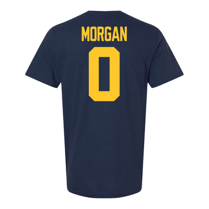 Michigan Wolverines #0 Semaj Morgan Student Athlete Blue Football T-Shirt - Back View
