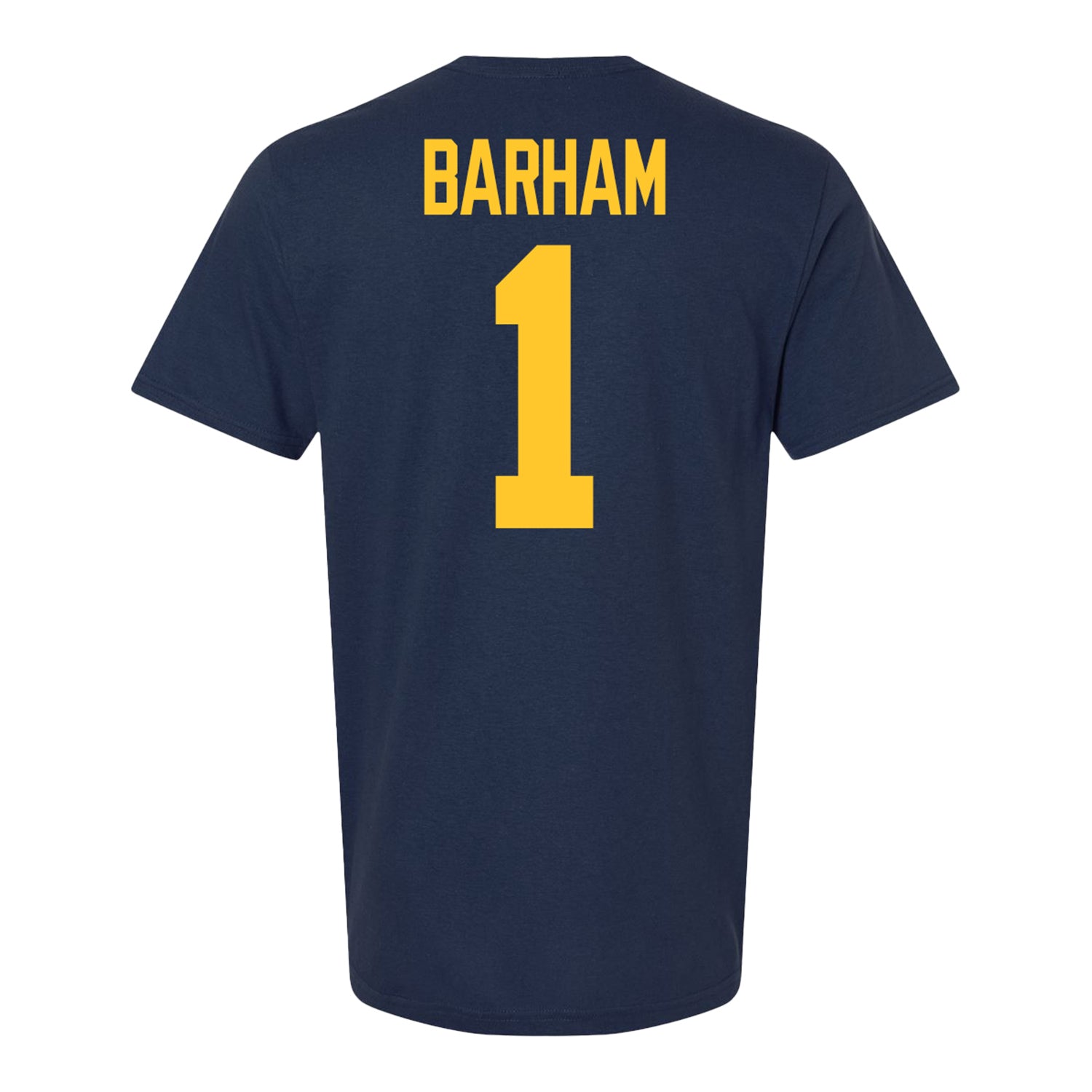 Michigan Wolverines #1 Jaishawn Barham Student Athlete Blue Football T-Shirt - Back View