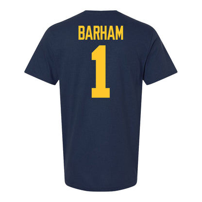 Michigan Wolverines #1 Jaishawn Barham Student Athlete Blue Football T-Shirt - Back View