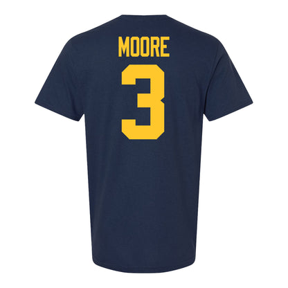Michigan Wolverines #3 Fredrick Moore Student Athlete Blue Football T-Shirt - Back View
