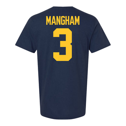 Michigan Wolverines #3 Jaden Mangham Student Athlete Blue Football T-Shirt - Back View