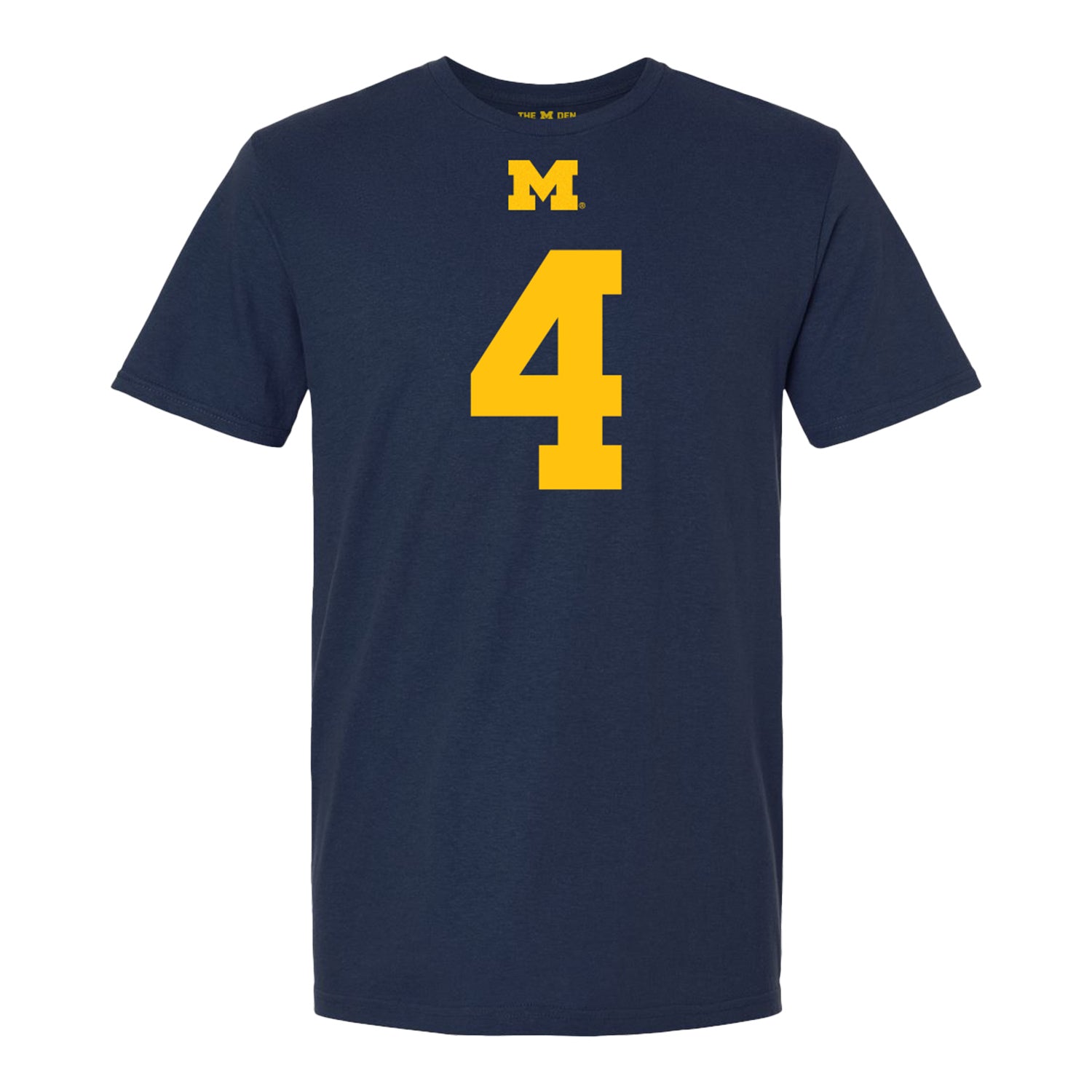 Michigan Wolverines #4 Andrew Marsh Student Athlete Blue Football T-Shirt - Front View