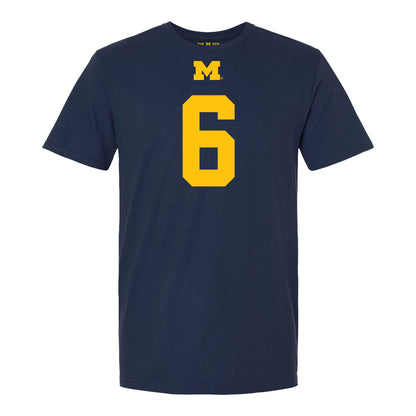 Michigan Wolverines #6 Brandyn Hillman Student Athlete Blue Football T-Shirt - Front View