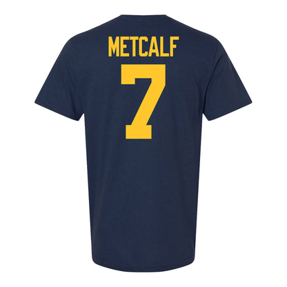 Michigan Wolverines #7 TJ Metcalf Student Athlete Blue Football T-Shirt - Back View