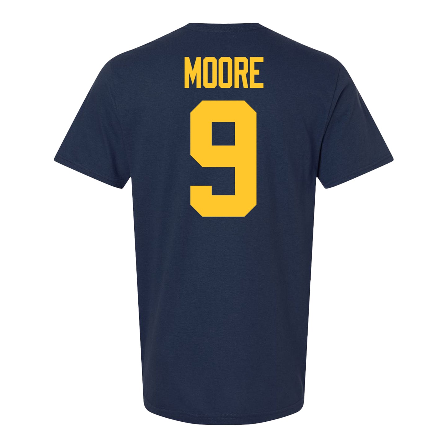 Michigan Wolverines #9 Rod Moore Student Athlete Blue Football T-Shirt - Back View