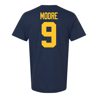 Michigan Wolverines #9 Rod Moore Student Athlete Blue Football T-Shirt - Back View