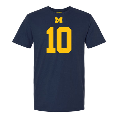 Michigan Wolverines #10 Zeke Berry Student Athlete Blue Football T-Shirt - Front View