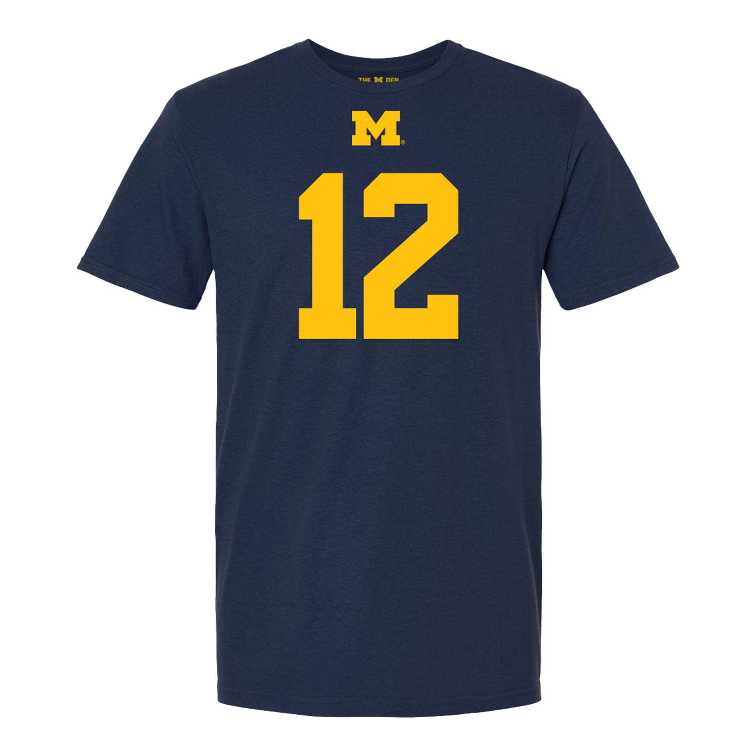 Michigan Wolverines #12 Kendrick Bell Student Athlete Blue Football T-Shirt - Front View