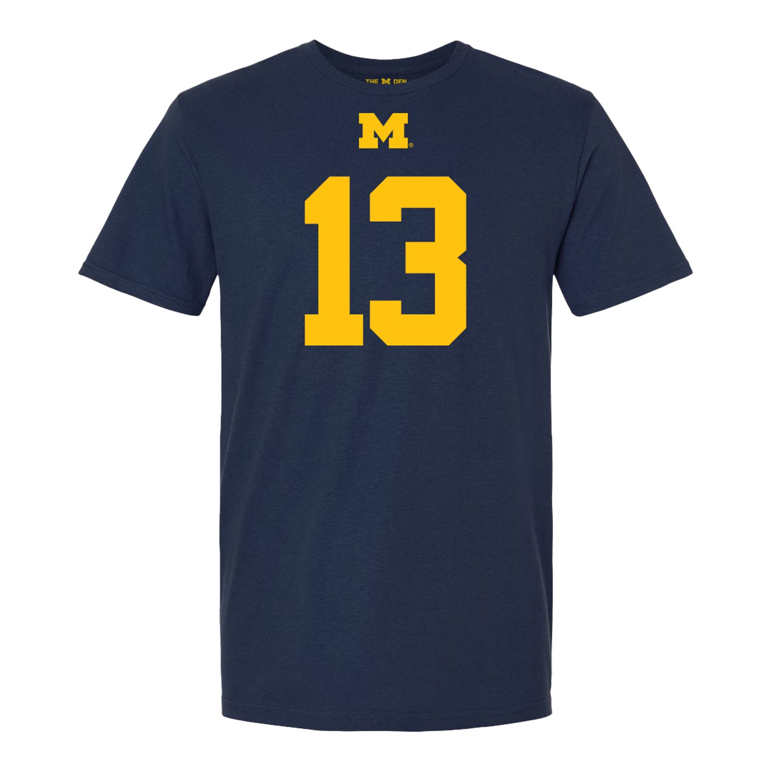 Michigan Wolverines #13 Caleb Anderson Student Athlete Blue Football T-Shirt - Front View