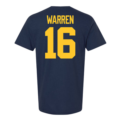Michigan Wolverines #16 Davis Warren Student Athlete Blue Football T-Shirt - Back View