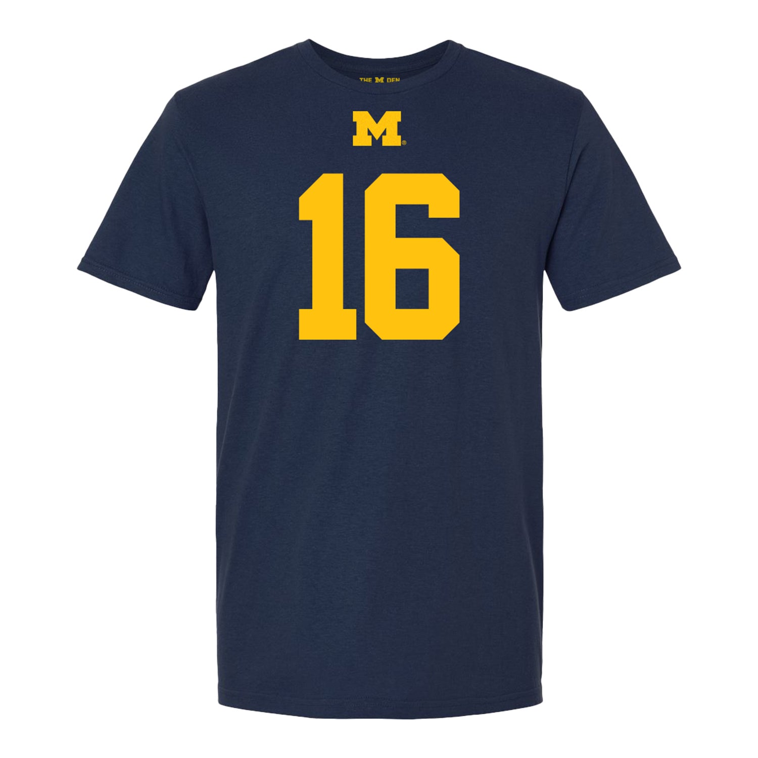 Michigan Wolverines #16 Jo'Ziah Edmond Student Athlete Blue Football T-Shirt - Front View