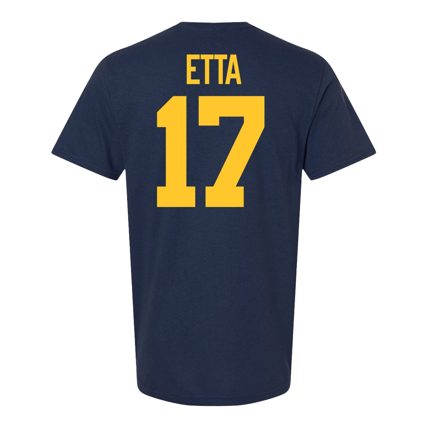 Michigan Wolverines #17 Enow Etta Student Athlete Blue Football T-Shirt - Back View