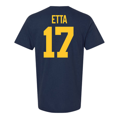Michigan Wolverines #17 Enow Etta Student Athlete Blue Football T-Shirt - Back View