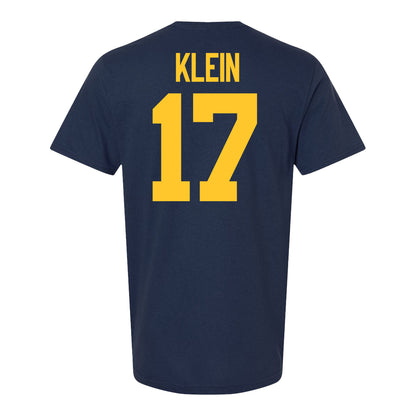 Michigan Wolverines #17 Marlin Klein Student Athlete Blue Football T-Shirt - Back View