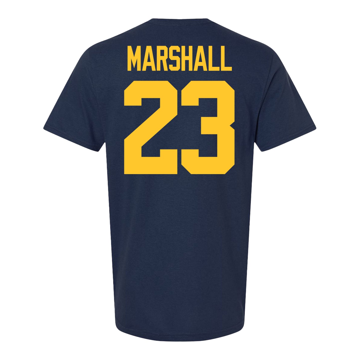 Michigan Wolverines #23 Jordan Marshall Student Athlete Blue Football T-Shirt - Back View
