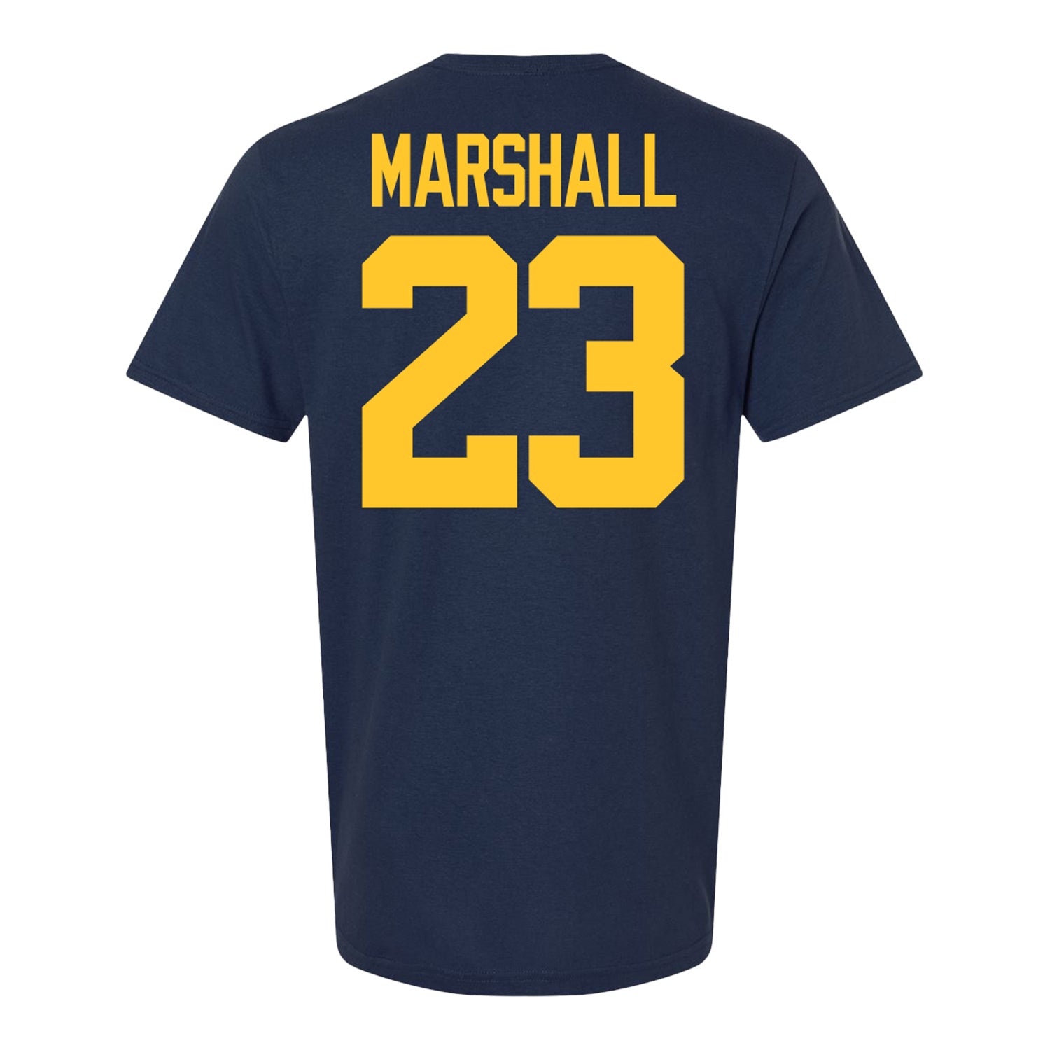 Michigan Wolverines #23 Jordan Marshall Student Athlete Blue Football T-Shirt - Back View