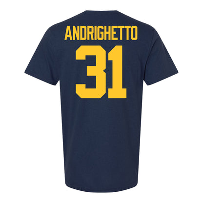 Michigan Wolverines #31 Nico Andrighetto Student Athlete Blue Football T-Shirt - Back View