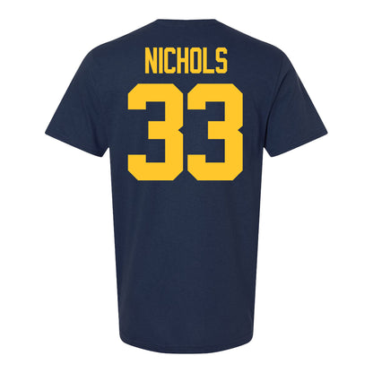Michigan Wolverines #33 Dominic Nichols Student Athlete Blue Football T-Shirt - Back View