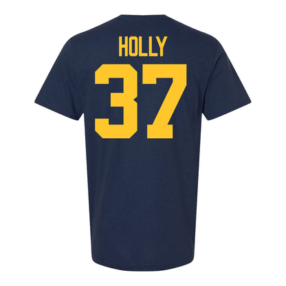 Michigan Wolverines #37 Julius Holly Student Athlete Blue Football T-Shirt - Back View