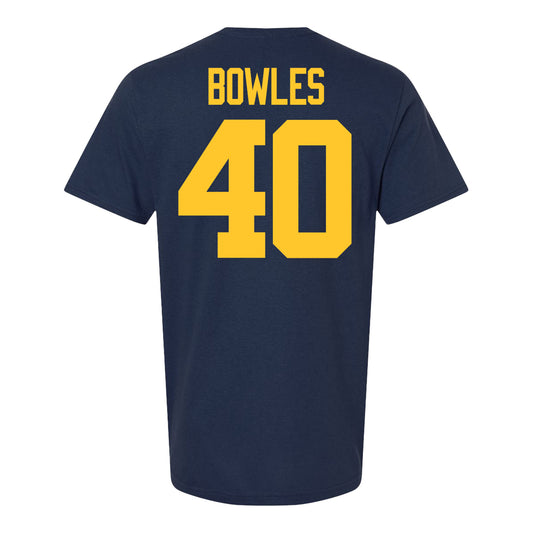 Michigan Wolverines #40 Troy Bowles Student Athlete Blue Football T-Shirt - Back View
