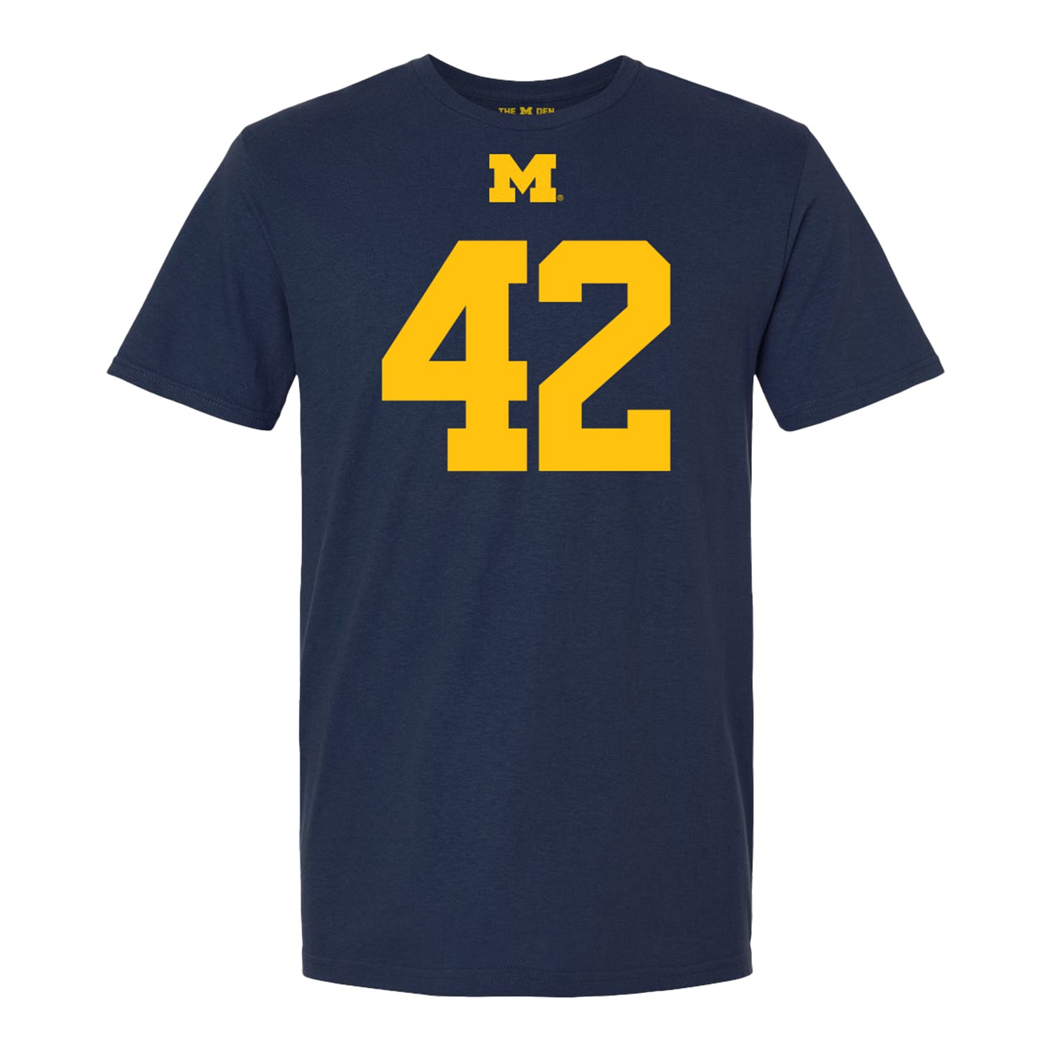 Michigan Wolverines #42 Jalen Hoffman Student Athlete Blue Football T-Shirt - Front View