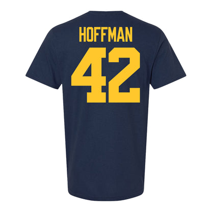 Michigan Wolverines #42 Jalen Hoffman Student Athlete Blue Football T-Shirt - Back View