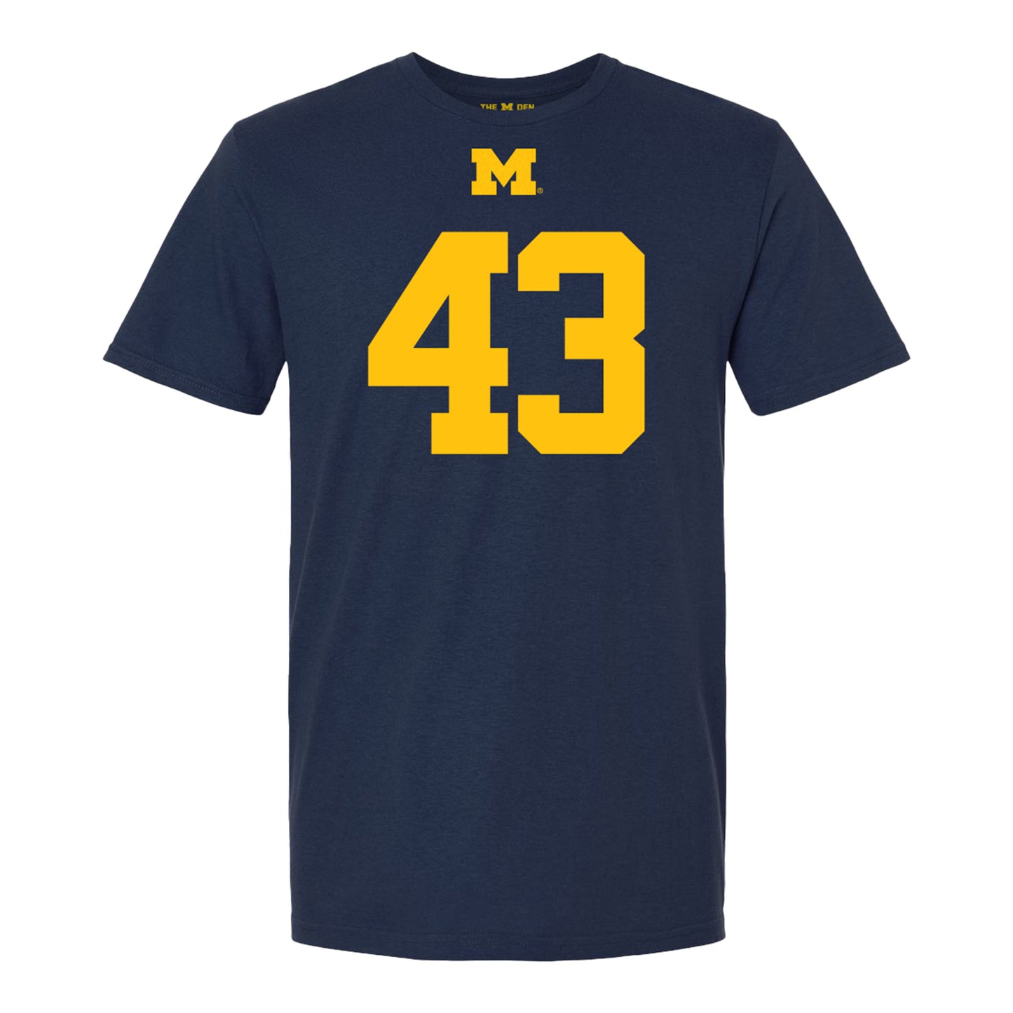 Michigan Wolverines #43 Zach Ludwig Student Athlete Blue Football T-Shirt - Front View