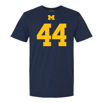 Michigan Wolverines #44 Max Bredeson Student Athlete Blue Football T-Shirt - Front View