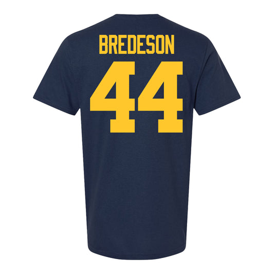 Michigan Wolverines #44 Max Bredeson Student Athlete Blue Football T-Shirt - Back View