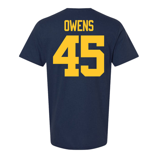 Michigan Wolverines #45 Eli Owens Student Athlete Blue Football T-Shirt - Back View