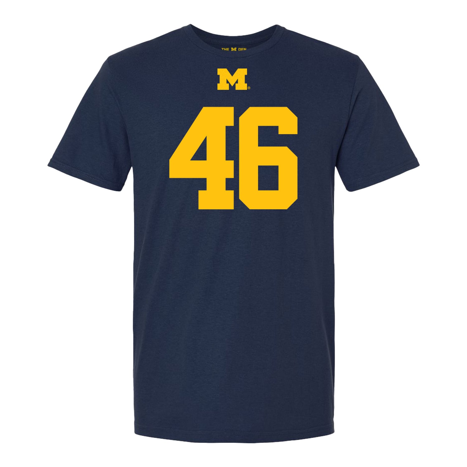 Michigan Wolverines #46 Shomari Stone Student Athlete Blue Football T-Shirt - Front View