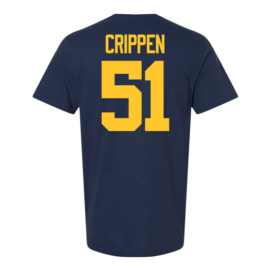 Michigan Wolverines #51 Greg Crippen Student Athlete Blue Football T-Shirt - Back View