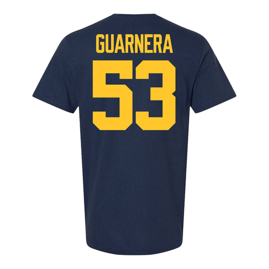 Michigan Wolverines #53 Jake Guarnera Student Athlete Blue Football T-Shirt - Back View