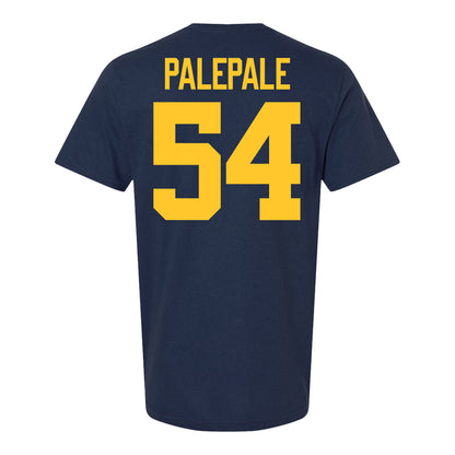Michigan Wolverines #54 Deyvid Palepale Student Athlete Blue Football T-Shirt - Back View