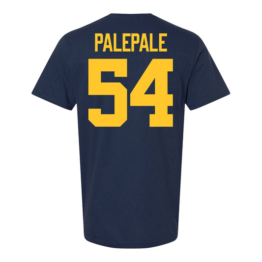 Michigan Wolverines #54 Deyvid Palepale Student Athlete Blue Football T-Shirt - Back View