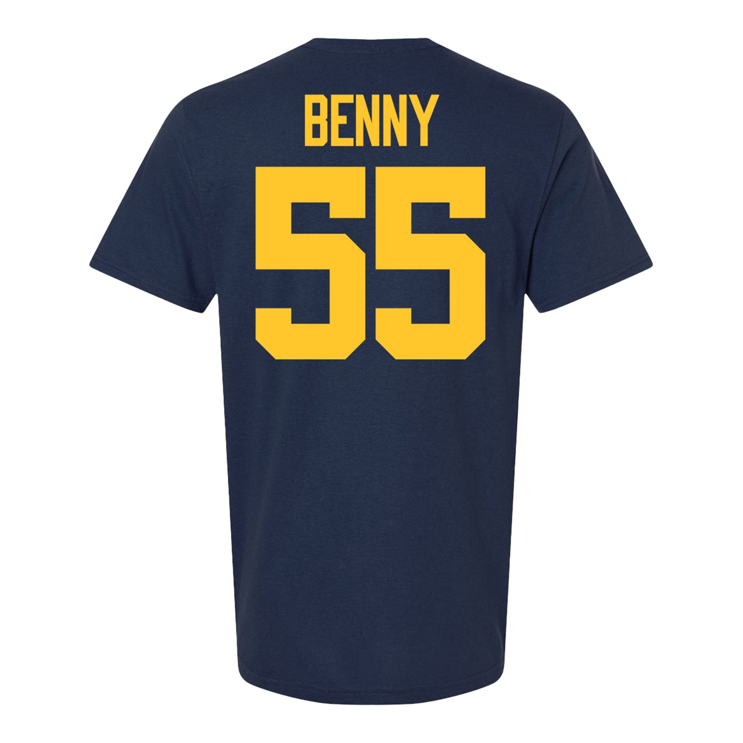 Michigan Wolverines #55 Rayshawn Benny Student Athlete Blue Football T-Shirt - Back View
