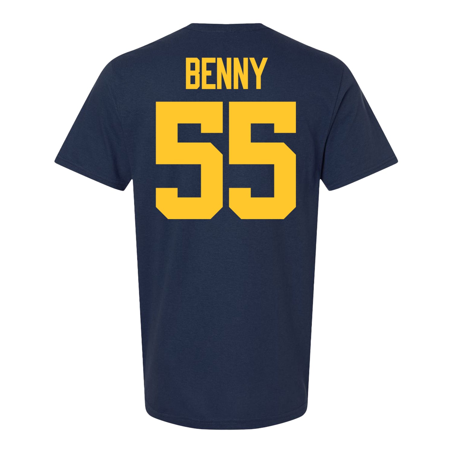 Michigan Wolverines #55 Rayshawn Benny Student Athlete Blue Football T-Shirt - Back View