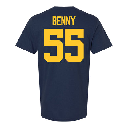 Michigan Wolverines #55 Rayshawn Benny Student Athlete Blue Football T-Shirt - Back View